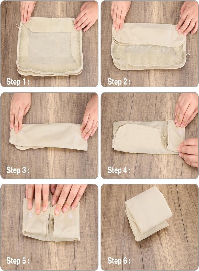 SHRBI Packing Cubes Clothes Storage Bag And Cube Wash Toiletry Storage Purpose Pouch Travelling Bag Kit With Double Zipper, Handle, Laundry Bag, Clothing Bag, Shoe Bag (Beige) - Image 4
